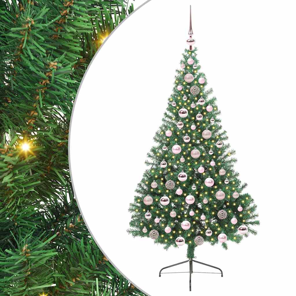 HKH Árvore de Natal Artificial Pré-Iluminada Verde em PVC