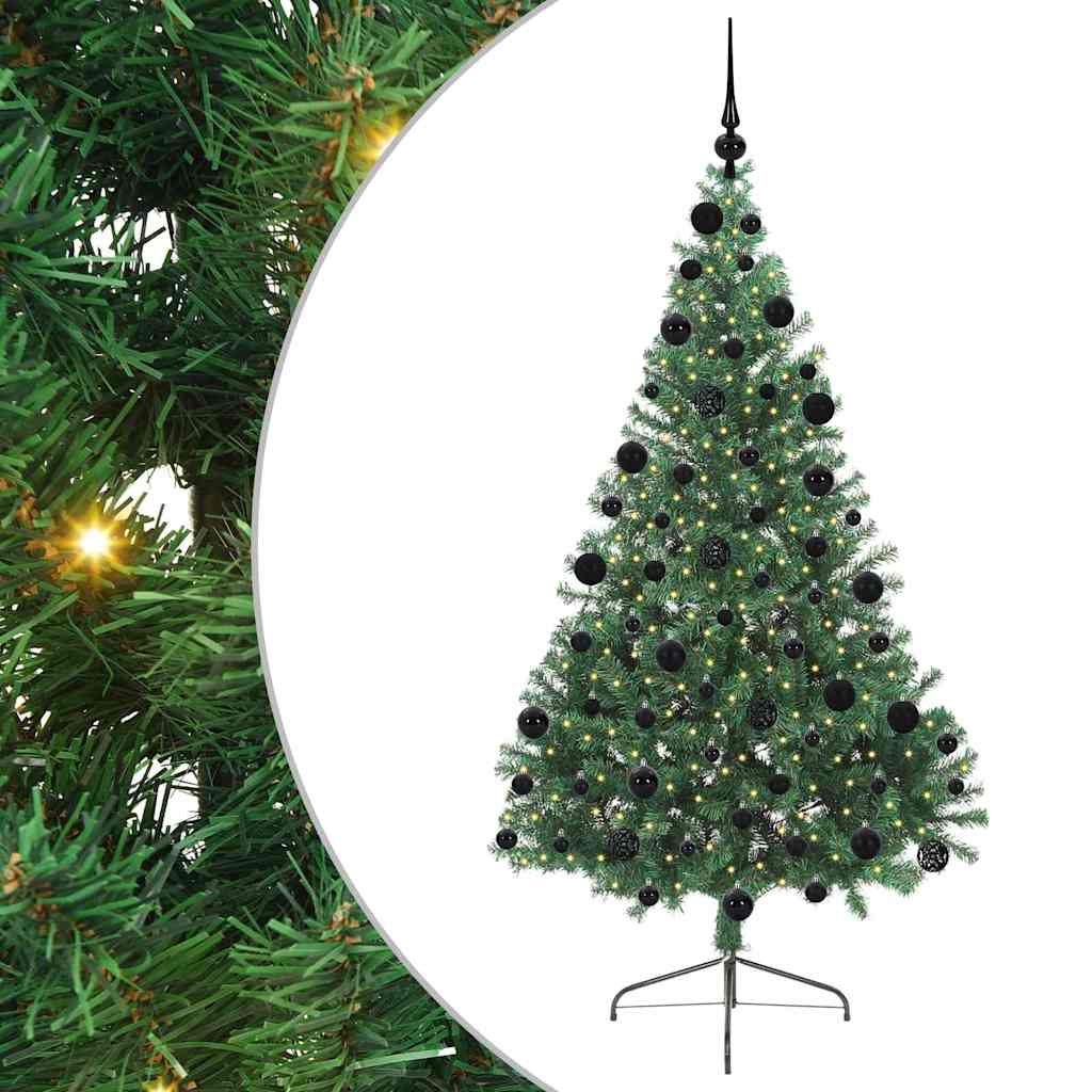 HKH Árvore de Natal Artificial Pré-Iluminada Verde em PVC