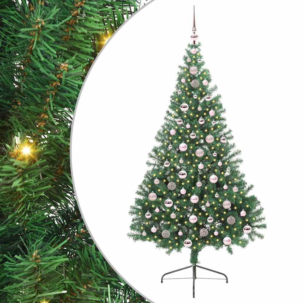 HKH Árvore de Natal Artificial Pré-Iluminada Verde em PVC