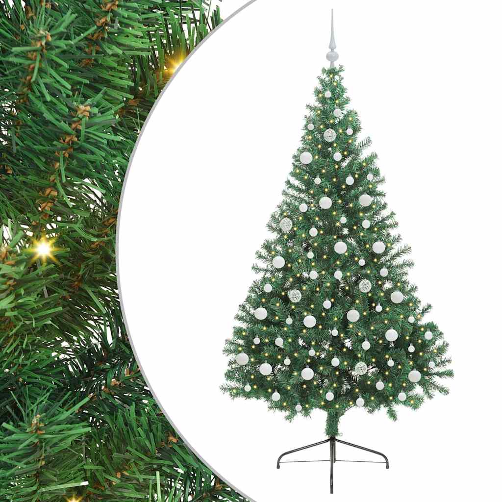 HKH Árvore de Natal Artificial Pré-Iluminada Verde em PVC