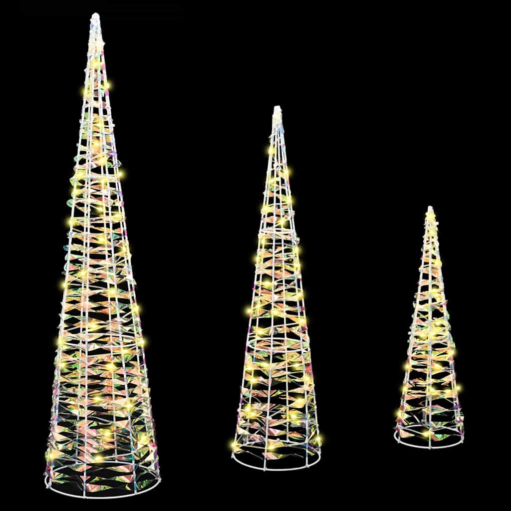 HKH Conjunto de 3 Árvores de Natal em PET - Branco Quente