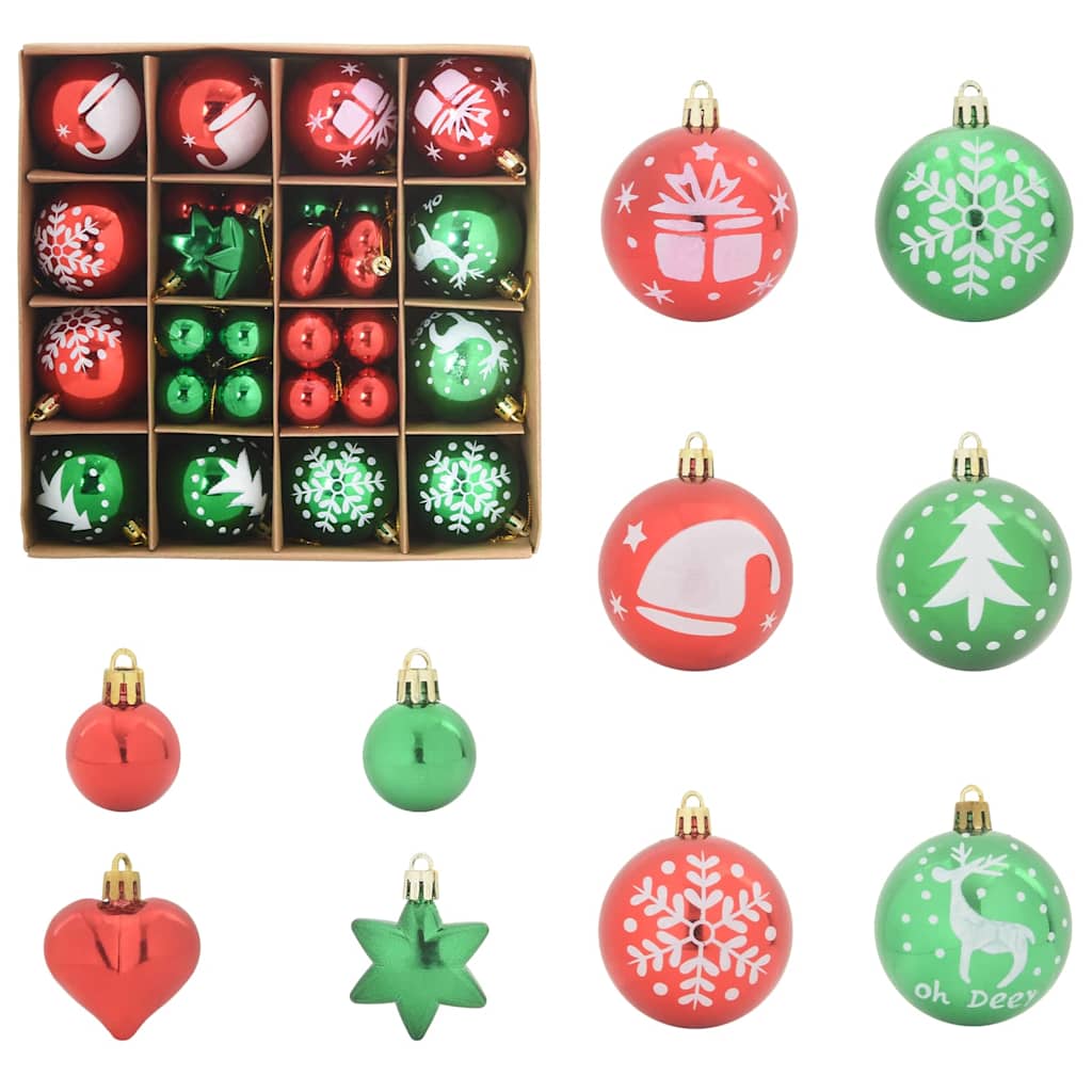 HKH Conjunto de 40 Bolas de Natal - Vermelho e Verde