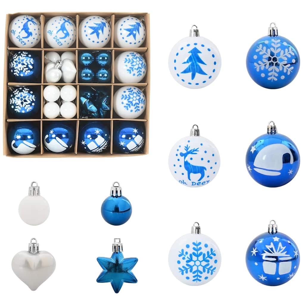 HKH Conjunto de 40 Bolas de Natal - Azul e Branco