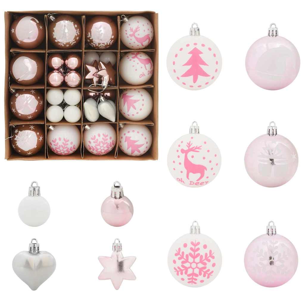HKH Conjunto de 40 Bolas de Natal - Rosa e Branco