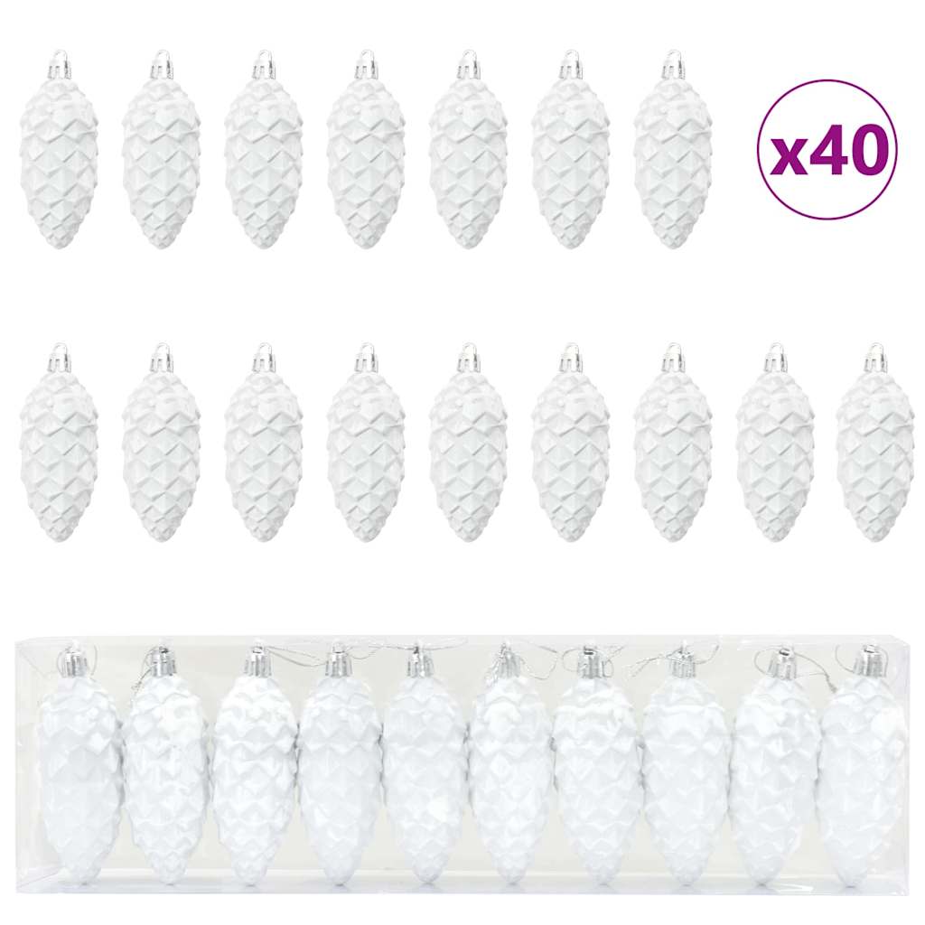 HKH Conjunto de 40 Bolas de Pinheiro de Natal - Branco
