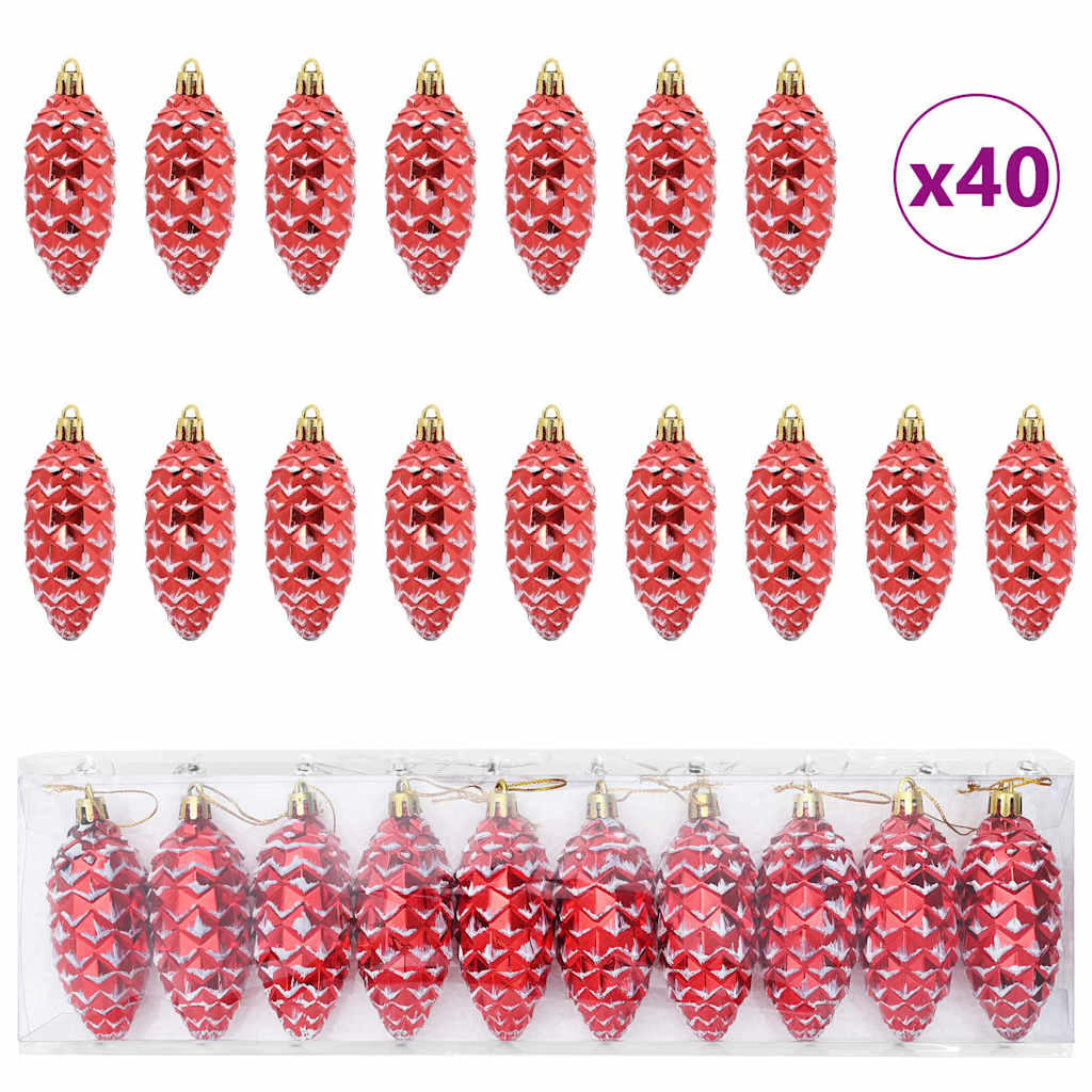 HKH Conjunto de 40 Bolas de Pinheiro de Natal - Vermelho