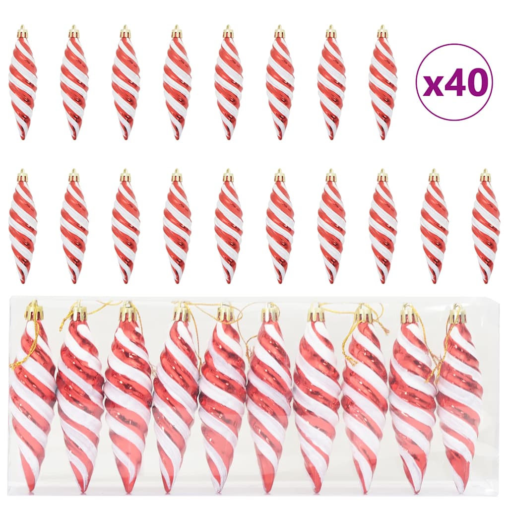 HKH Conjunto de 40 Bolas de Natal em Espiral - Vermelho