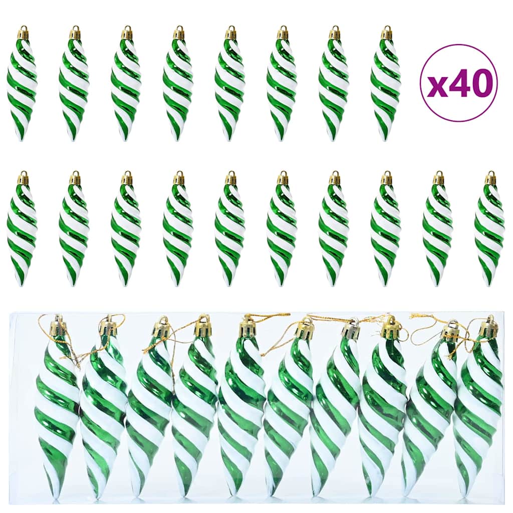 HKH Conjunto de 40 Bolas de Natal em Espiral - Verde