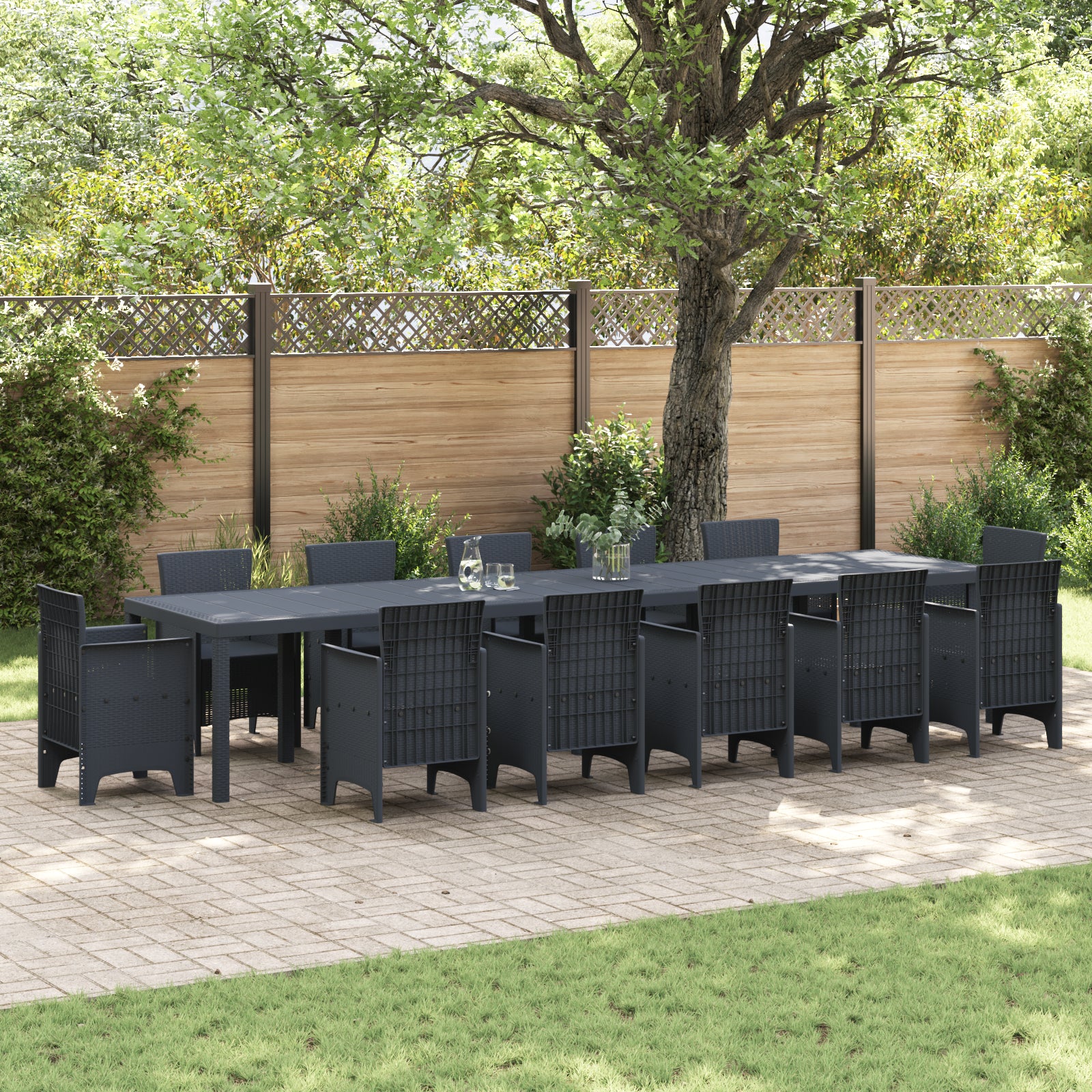 Mesa de Jardim HKH 400x100x73 Cm Poly Rattan, Mesa de Jardim HKH 250x100x73 Cm Poly Rattan, Mesa de Jardim HKH 150x100x73 Cm Poly Rattan - Antracite