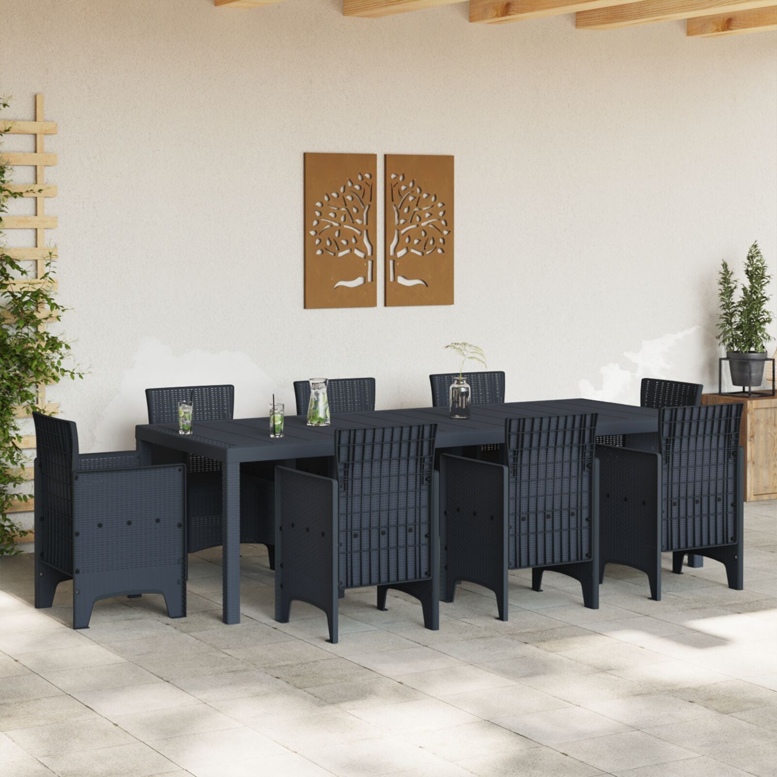 Mesa de Jardim HKH 250x100x73 Cm Poly Rattan - Antracite