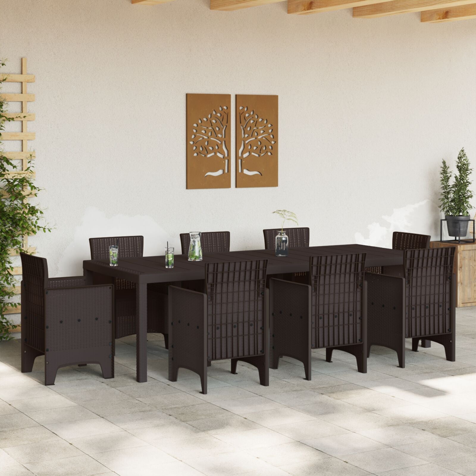Mesa de Jardim HKH 250x100x73 Cm em Rattan Sintético - Castanho