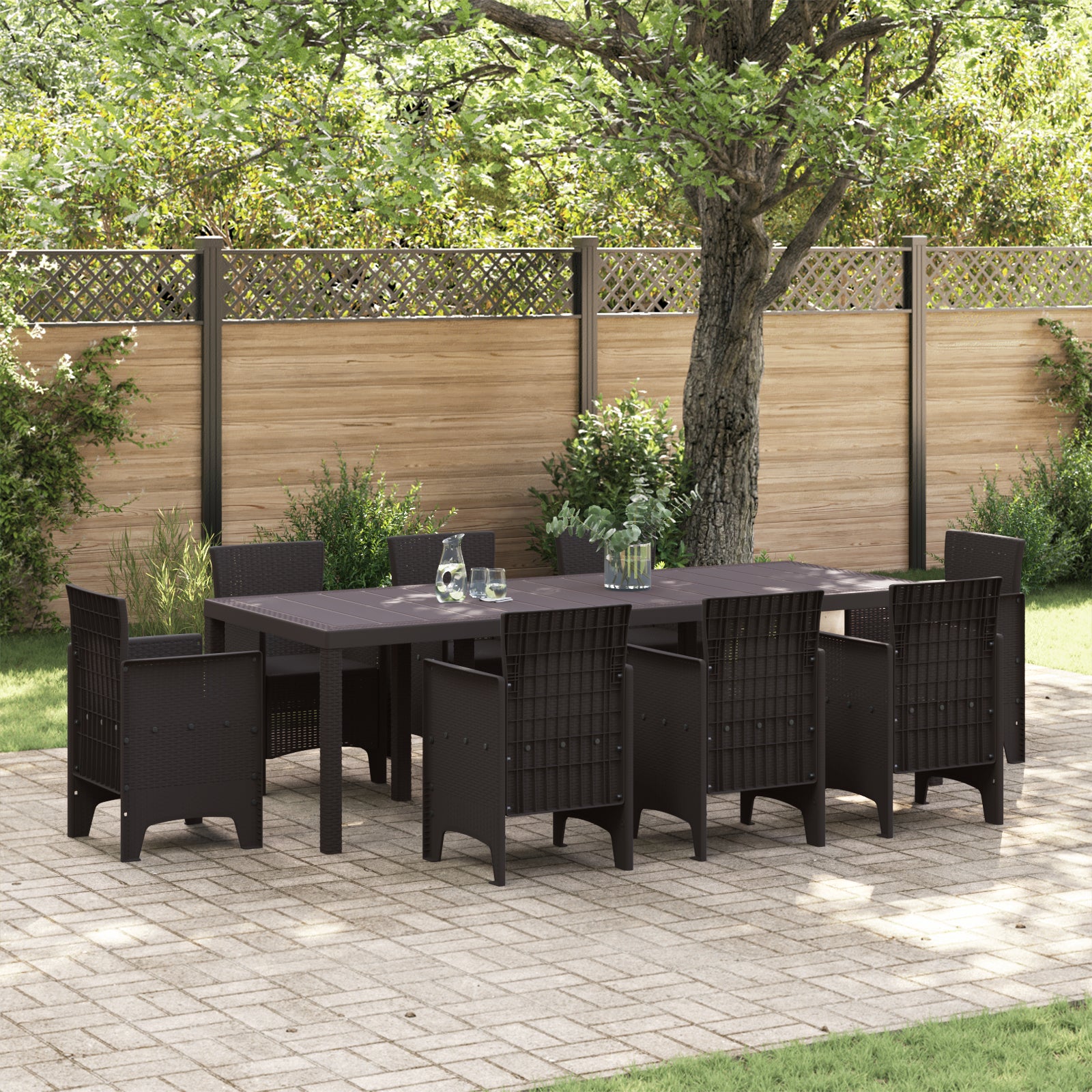 Mesa de Jardim HKH Marrom 250x100x73 Cm Poli Rattan, Mesa de Jardim HKH Marrom 100x100x73 Cm Poli Rattan, Mesa de Jardim HKH Marrom 150x100x73 Cm Poli Rattan - Castanho