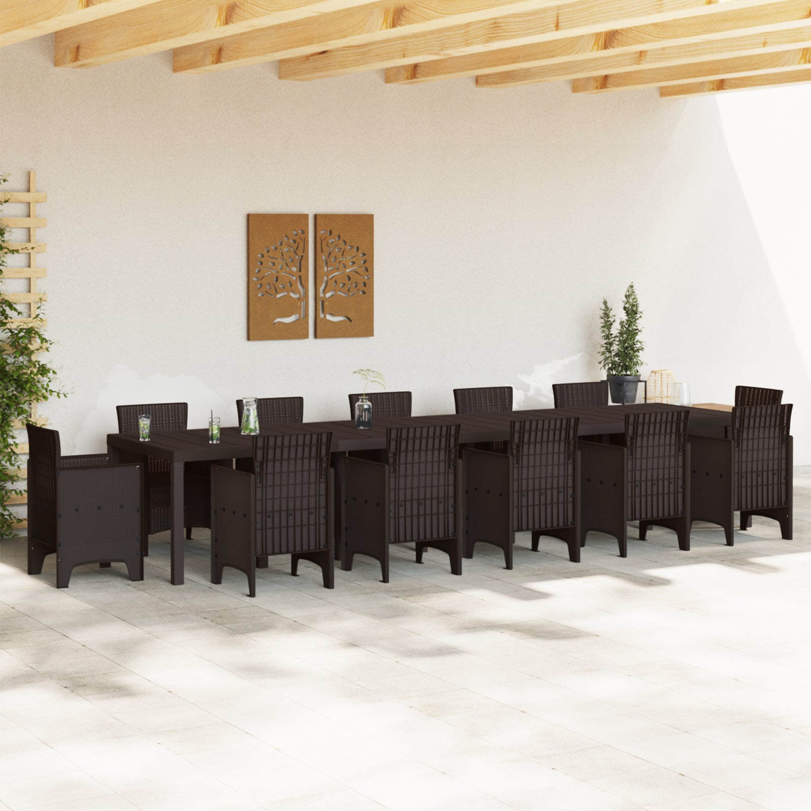 Mesa de Jardim HKH Castanha 400x100x73 Cm Poly Rattan, Mesa de Jardim HKH Castanha 250x100x73 Cm Poly Rattan, Mesa de Jardim HKH Castanha 150x100x73 Cm Poly Rattan - Castanho