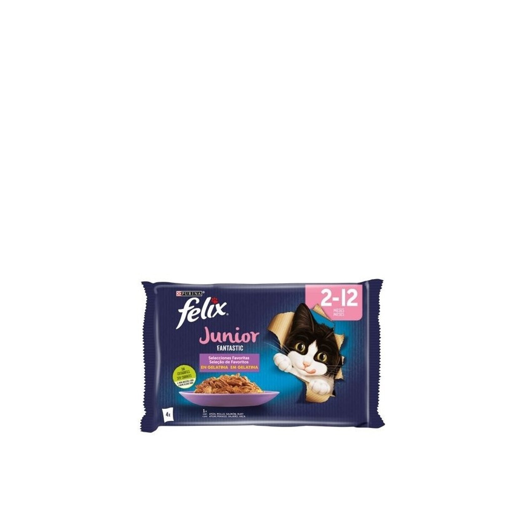 Purina Felix Fantastic Júnior Comida Húmida para Gato em Gelatina Pack 4 x 85 gr