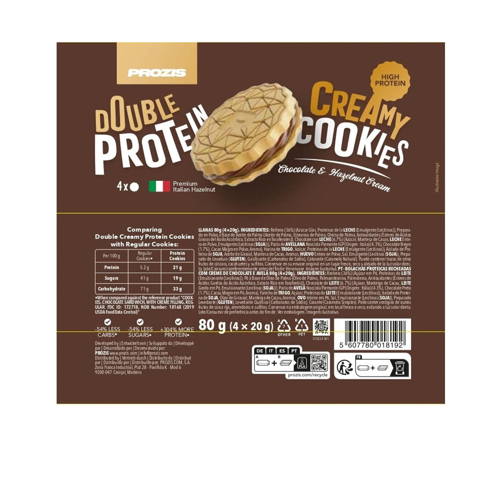 Prozis Bolachas Double Creamy 80 Gr Prozis Bolachas Double Creamy 80 Gr