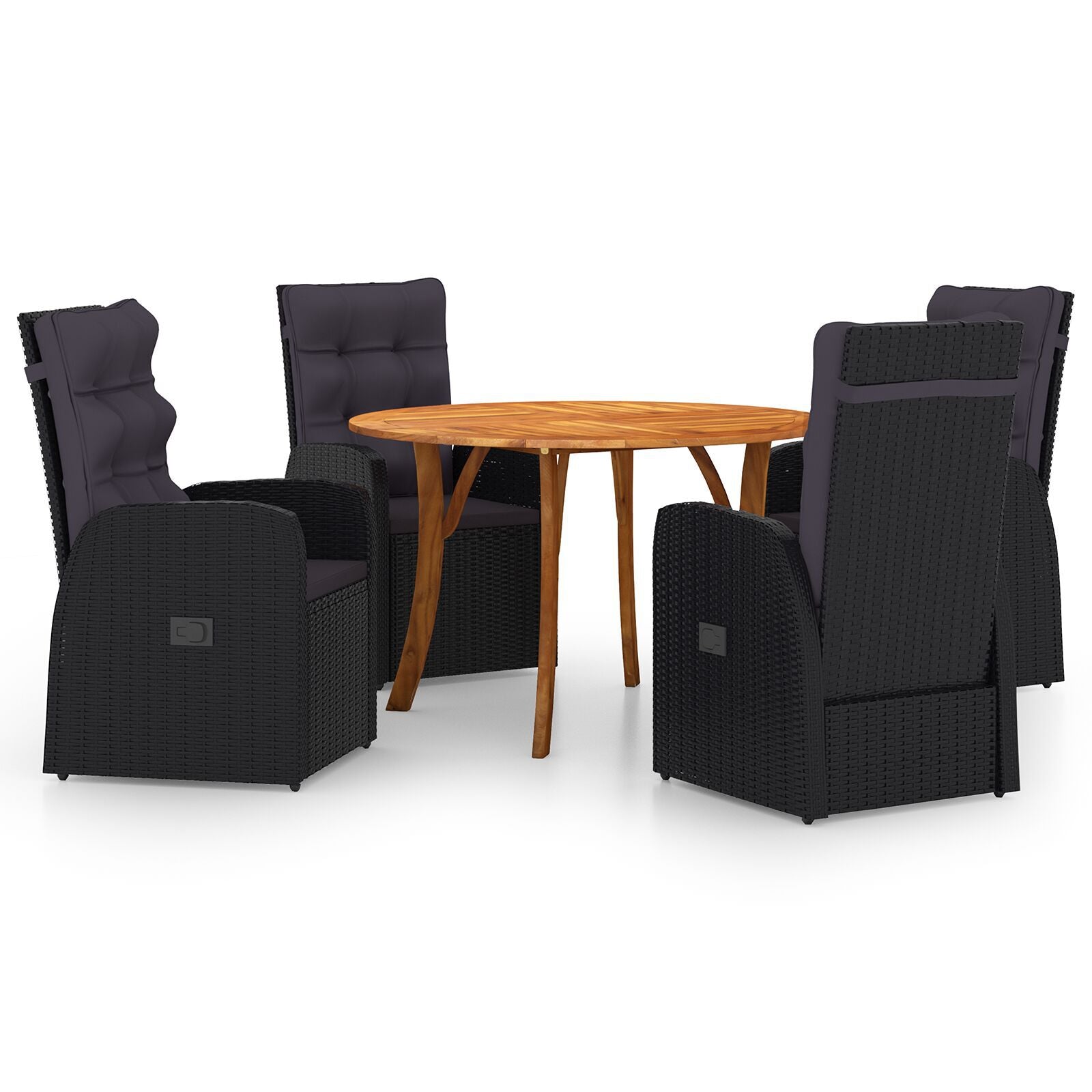HKH 7 Pcs Conjunto de Bar P/ Jardim com Almofadões Vime Pe Castanho - Marrom