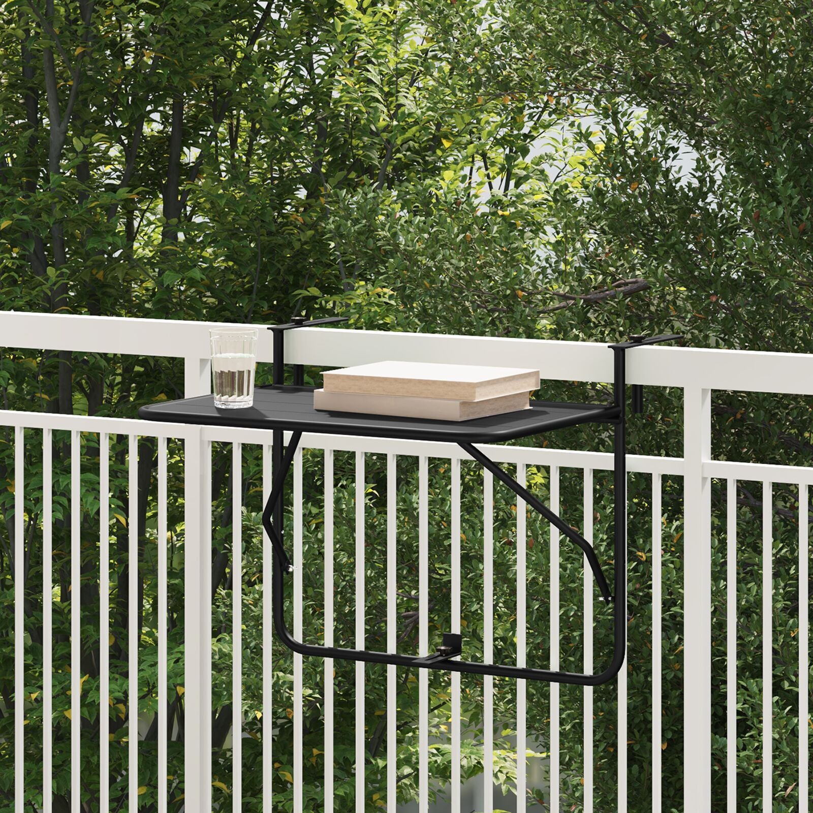 Mesa de Varanda Dobrável HKH Preta Aço - Preto