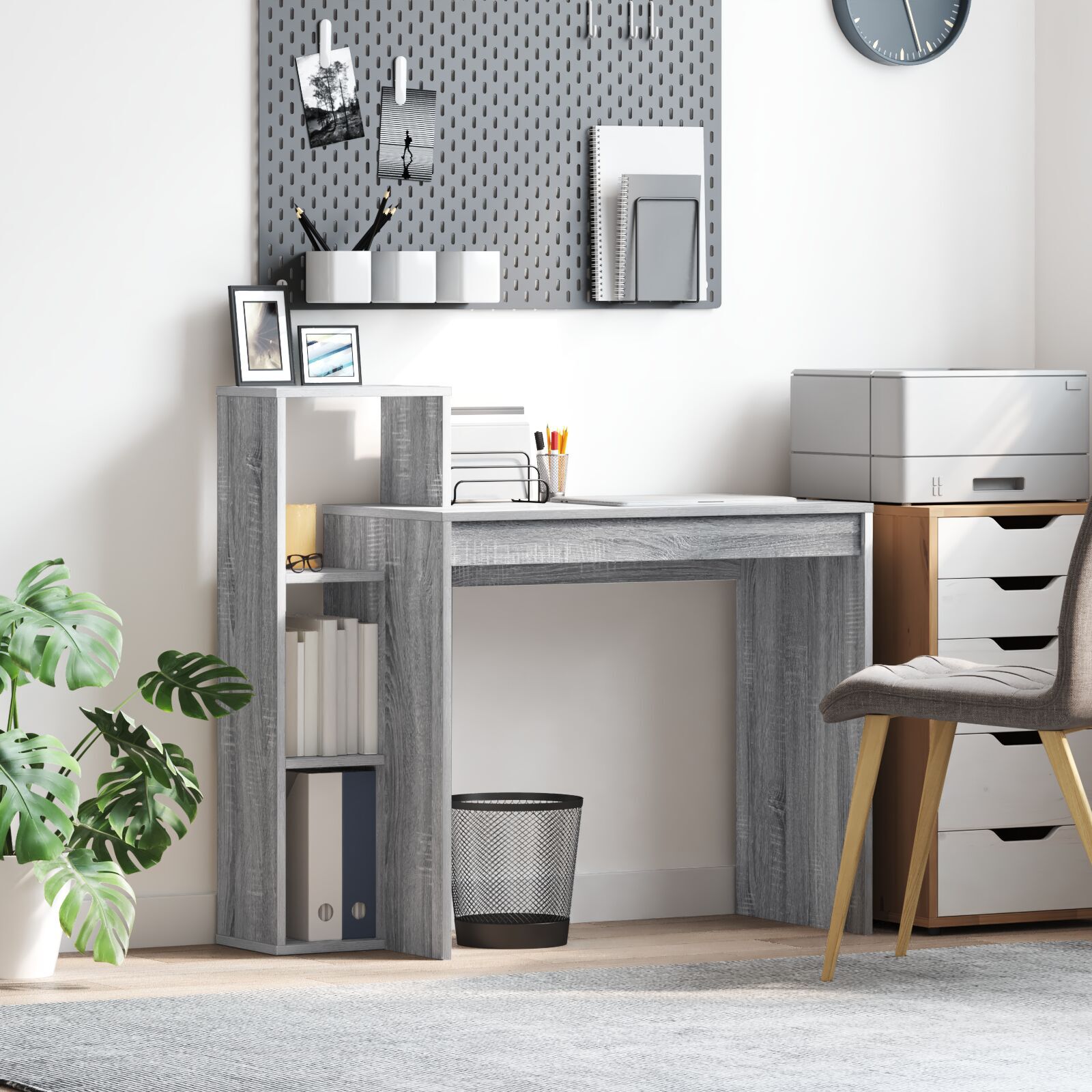 HKH Secretária de Computador Cinza Sonoma Aglomerado de Partículas