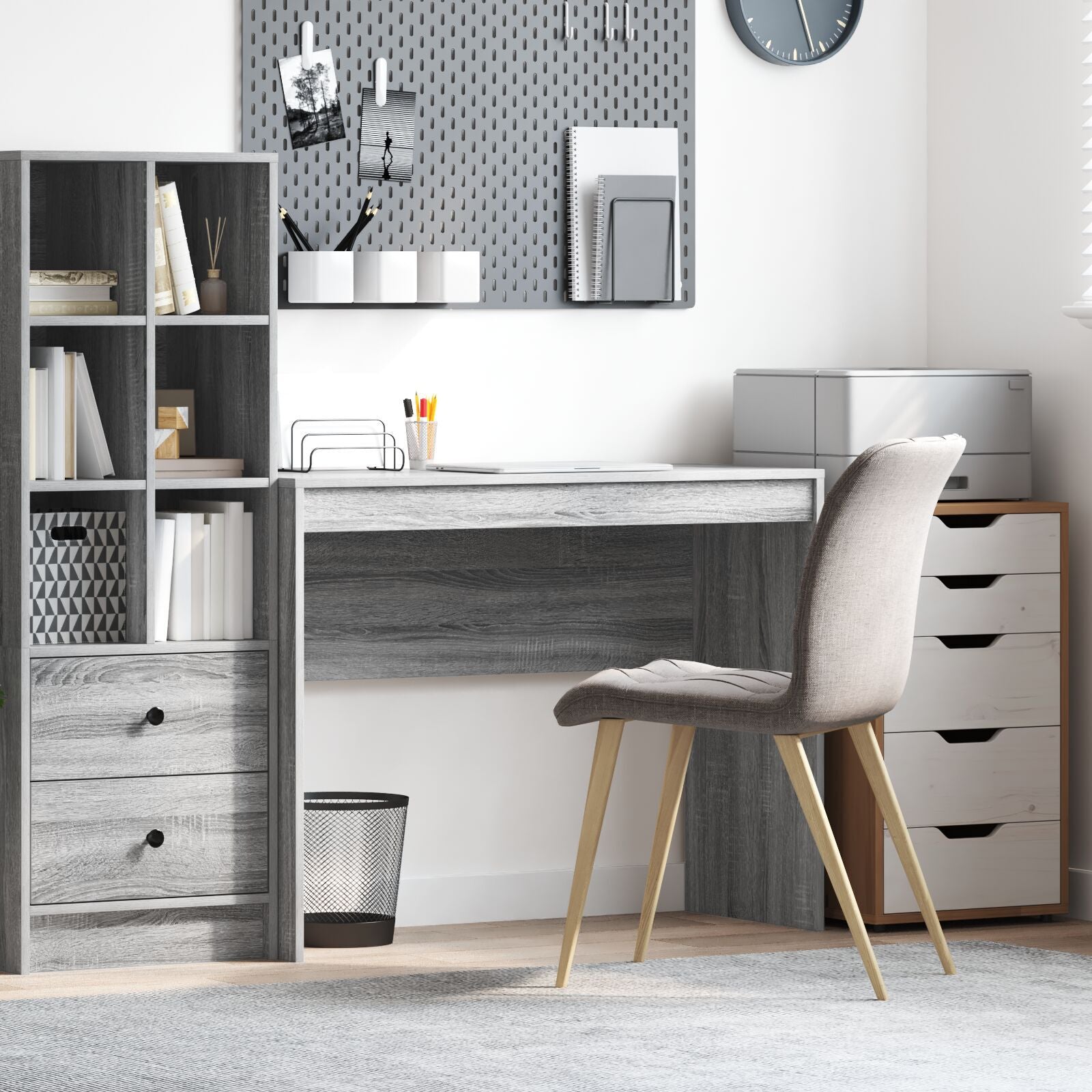 HKH Secretária de Computador Cinza Sonoma Mdf 100 X 40 X 76 Cm