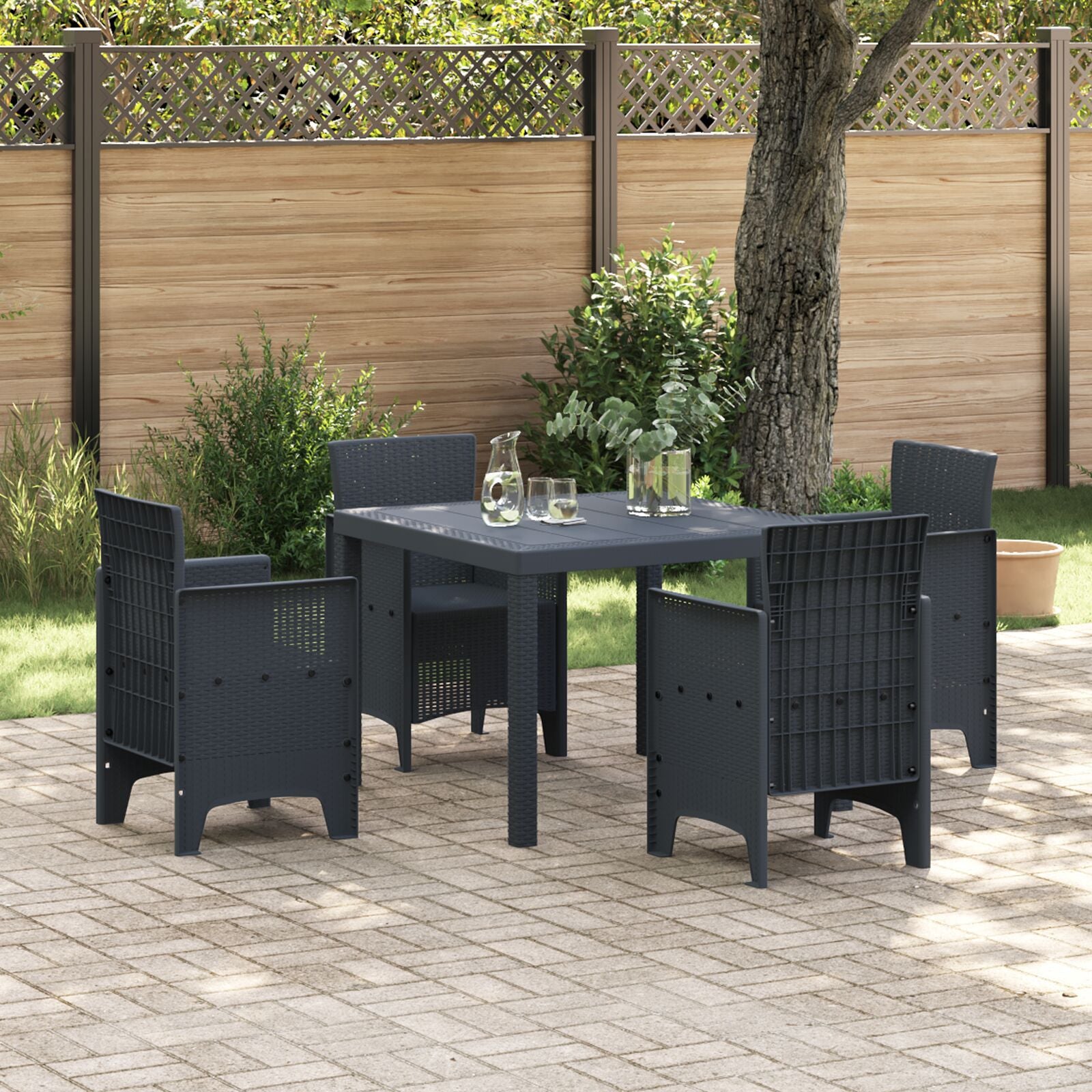HKH Mesa de Jardim 100x100x73 Cm em Rattan Sintético - Antracite