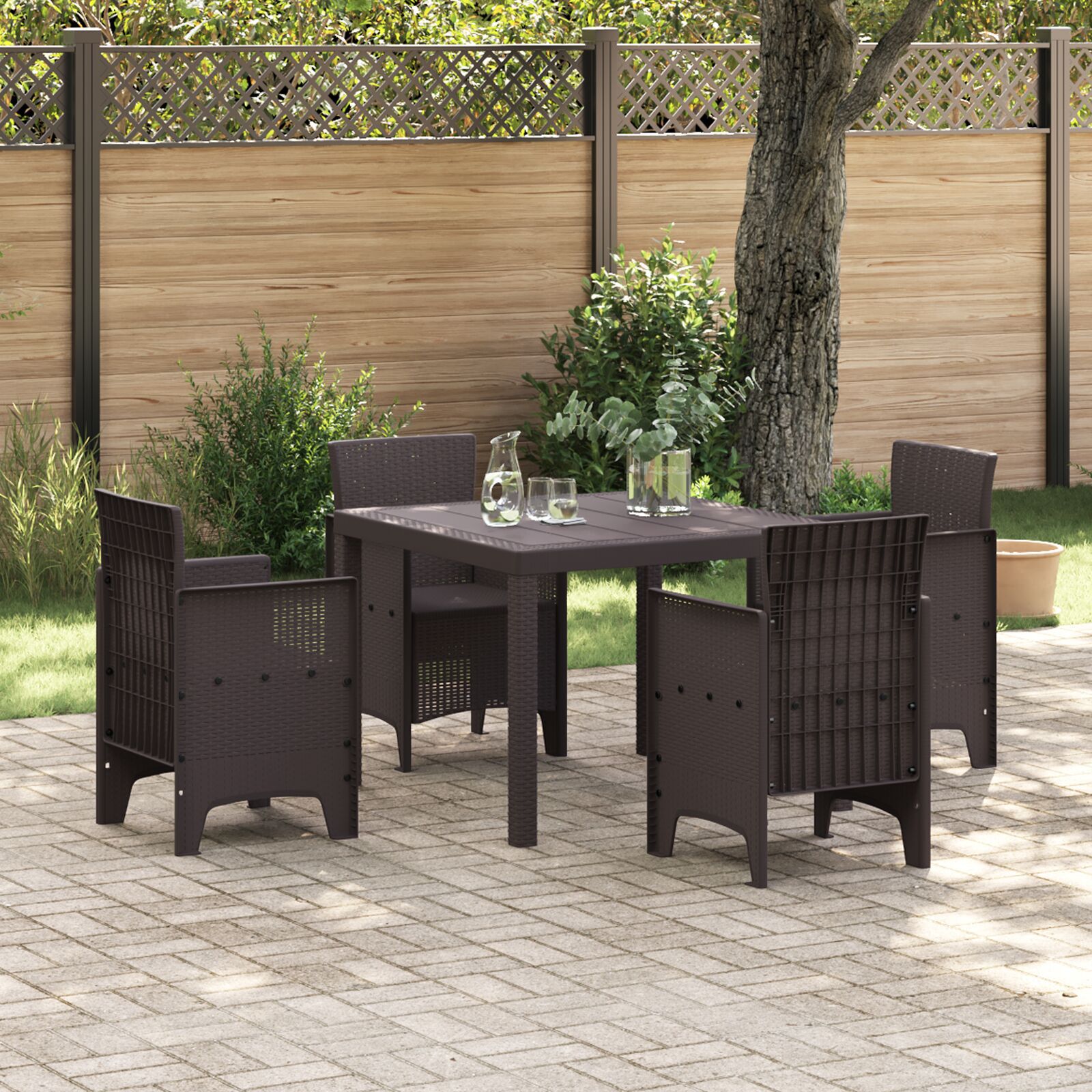 HKH Mesa de Jardim Castanha 100x100x73 Cm de Rattan Sintético - Castanho