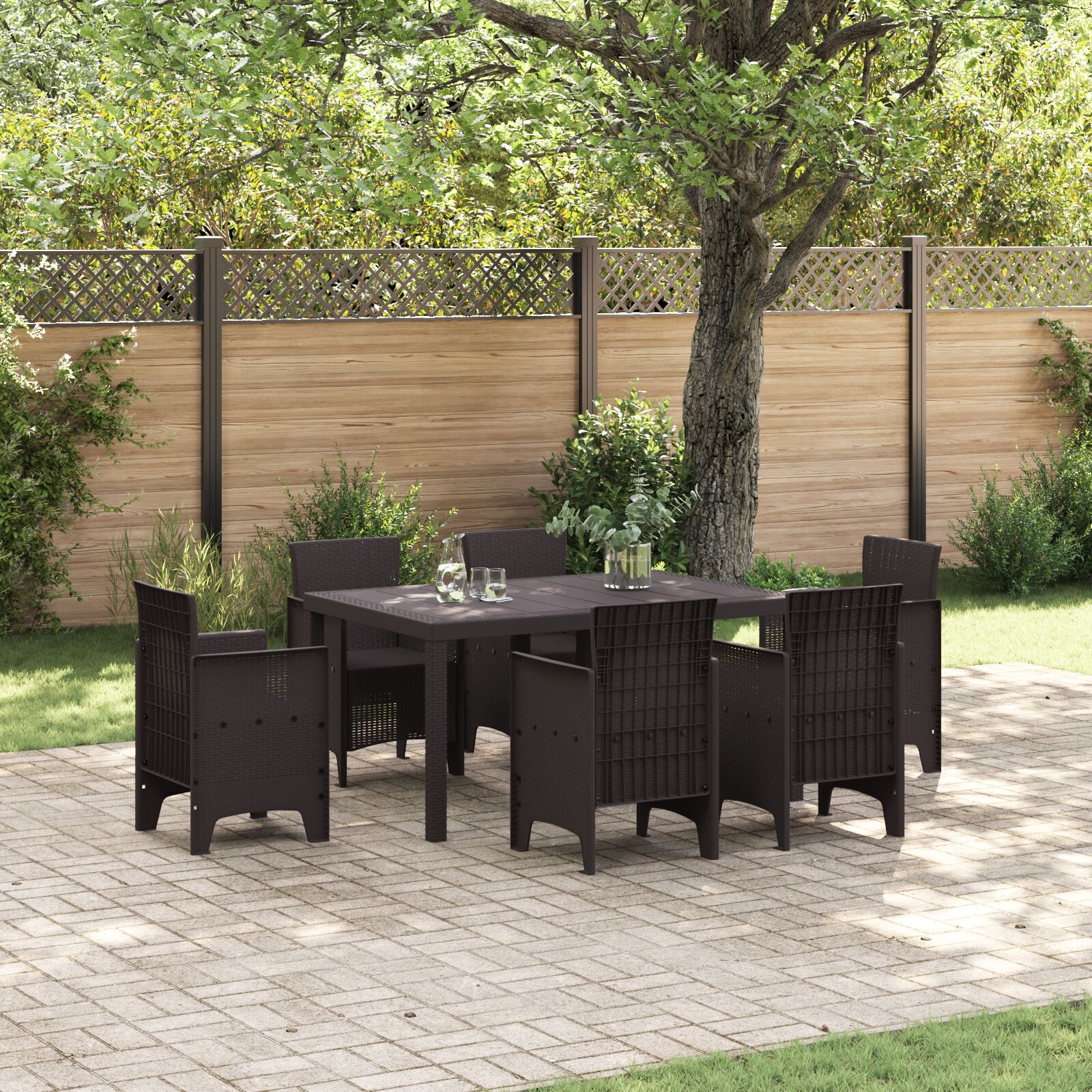 HKH Mesa de Jardim Marrom 150x100x73 Cm em Poly Rattan - Castanho