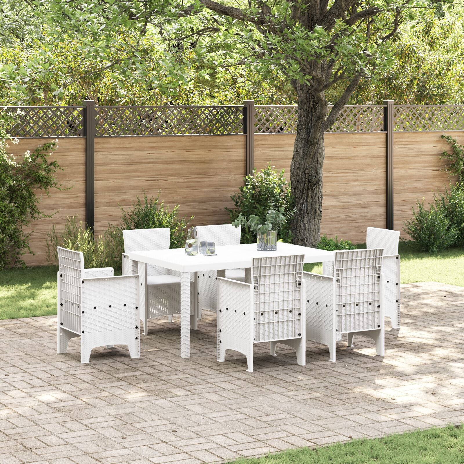HKH Mesa de Jardim Branca 150x100x73 Cm em Rattan Sintético - Branco