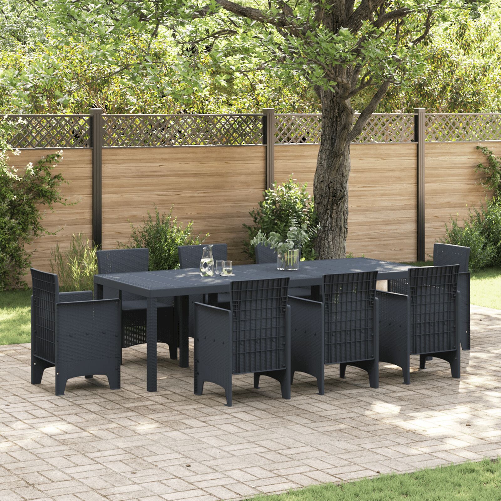 Mesa de Jardim HKH 250x100x73 Cm Poly Rattan - Antracite
