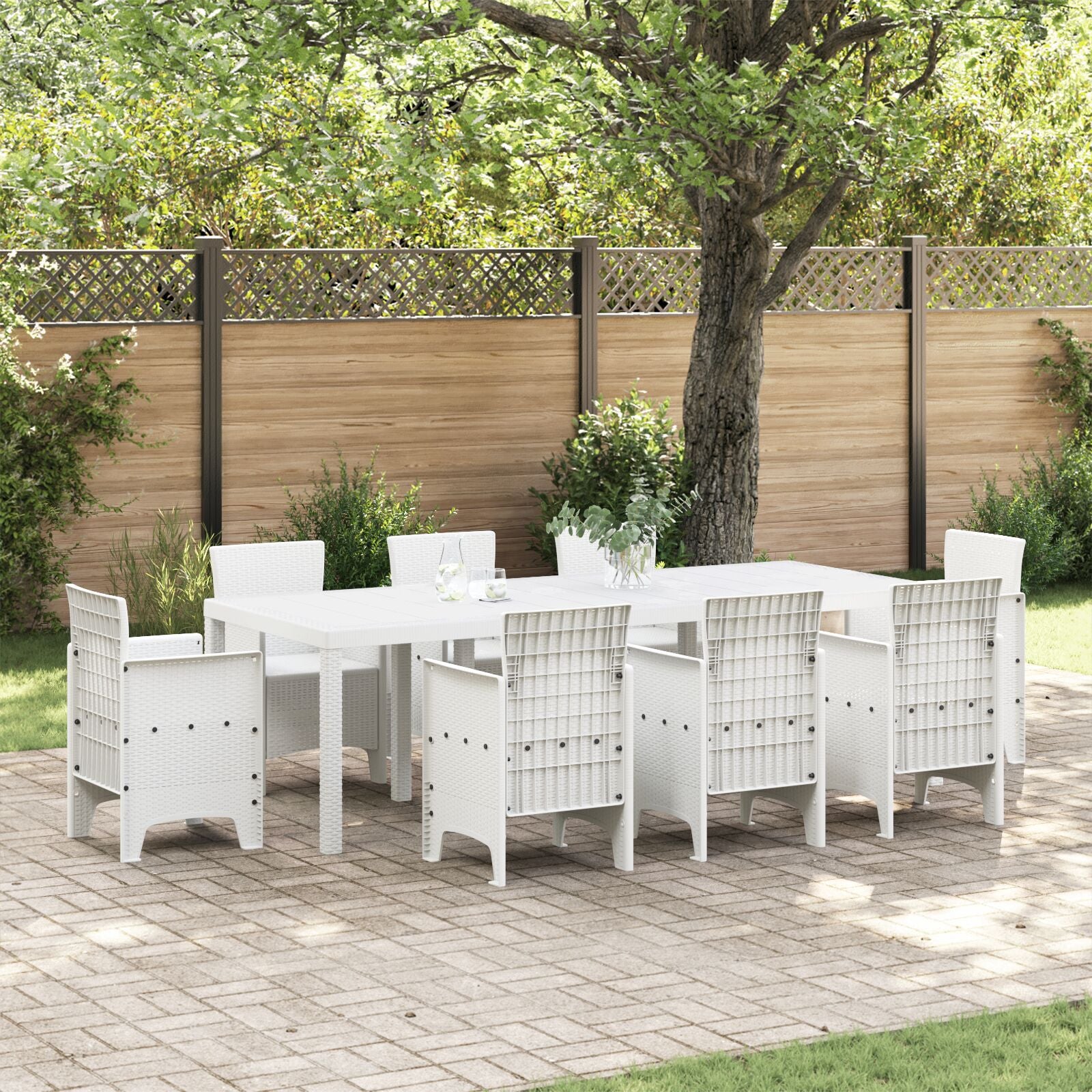 Mesa de Jardim HKH Branca 250x100x73 Cm em Polirattan - Branco