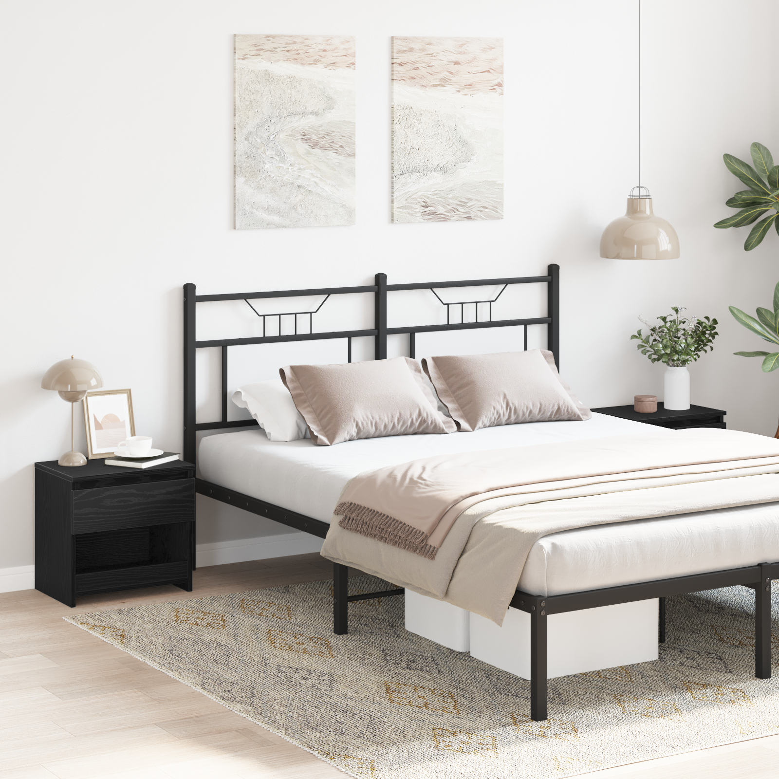 HKH Conjunto de 2 Mesas de Cabeceira - Carvalho Preto