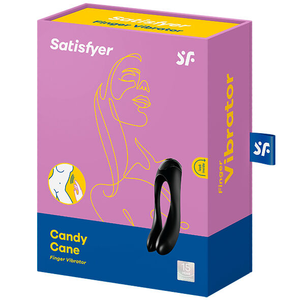Satisfyer Vibrador de Dedo Candy Cane Preto