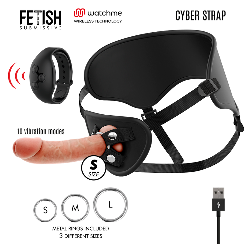 Fetish Submissive Cyber Strap Arnês Com Tecnologia Dildo Watchme S de Controle Remoto