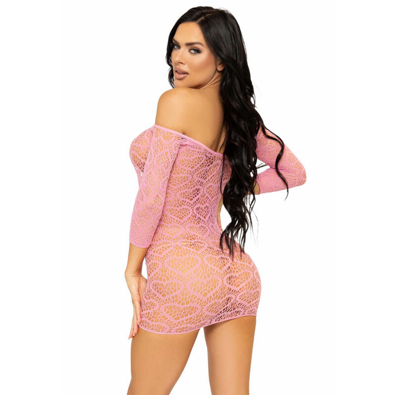 Leg Avenue Heart Net Mini Vestido Tamanho Único - Rosa