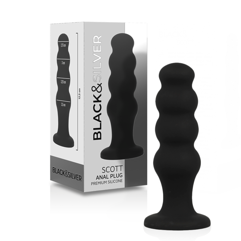 Black&Silver -Plug Anal de Silicone Scott Premium Preto