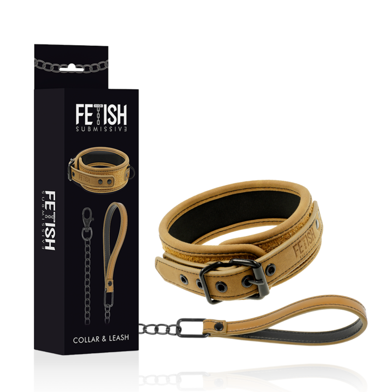 Fetish Submissive Origen Colar Forro de Neoprene Com Corrente