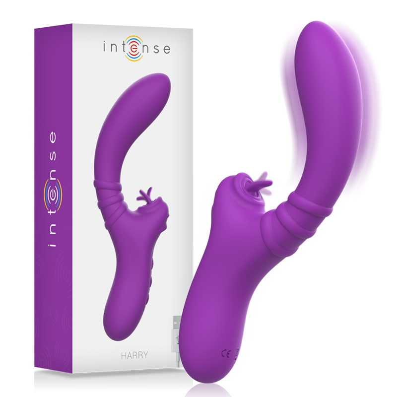 Intense Vibrador Flexível Harry Com Língua Roxa