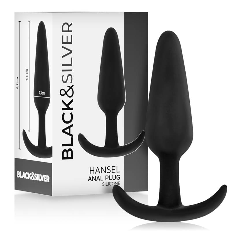 Black&Silver -Plug Anal de Silicone Hansel Com Cabo Pequeno