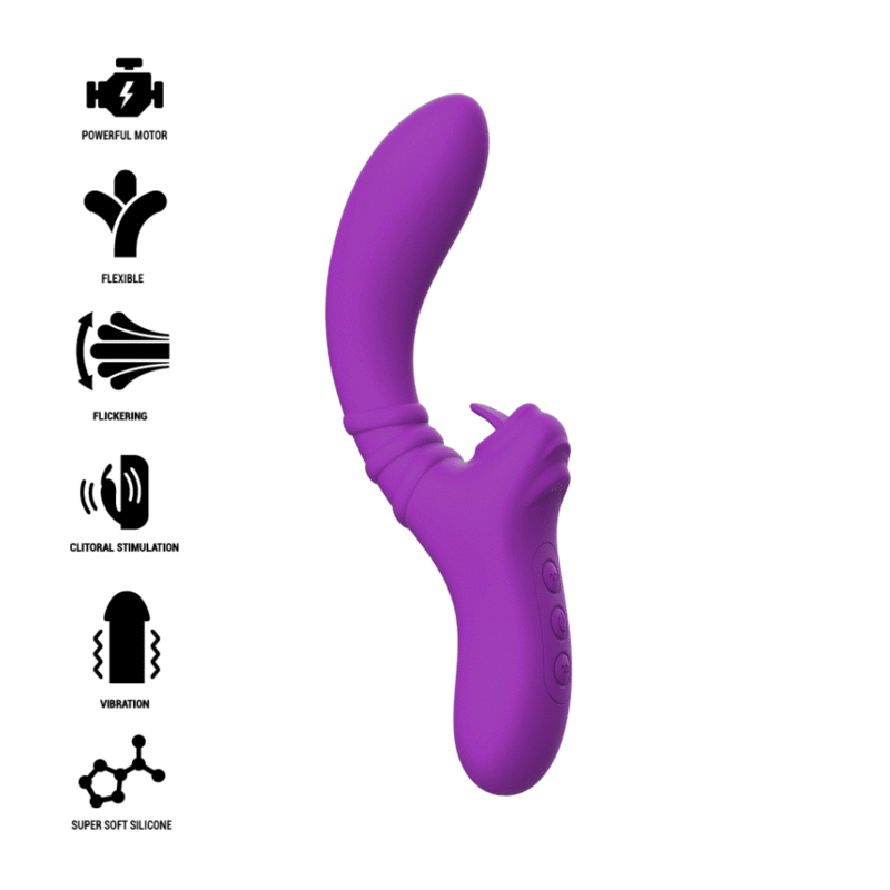 Intense Vibrador Flexível Harry Com Língua Roxa