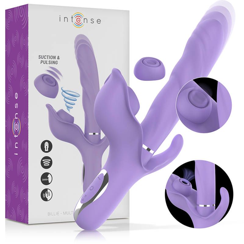 Intense Billie Multifuno Vibrador Recarregvel Suco e Pulsao Roxo