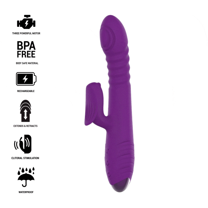 Intense Vibrador Recarregvel Multifuno Iggy para Cima e para Baixo Com Estimulador Clitórico Roxo