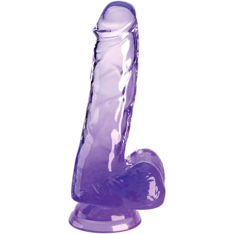King Cock Clear Pênis Realístico Com Bolas 13.5 Cm Roxo