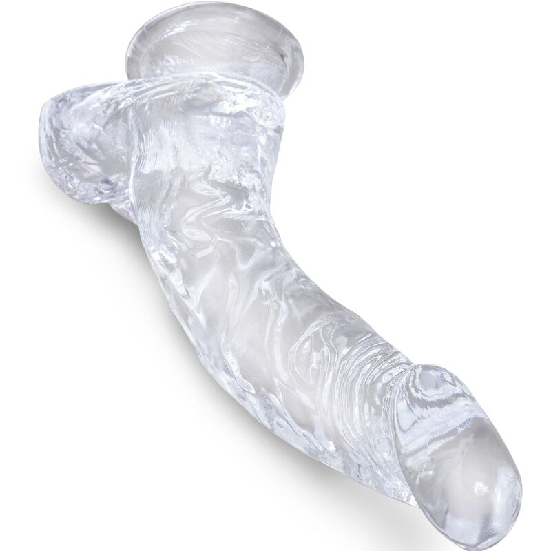 King Cock Clear Pênis Curvado Realista Com Bolas 16.5 Cm Transparente