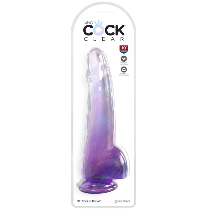 King Cock Clear Dildo Com Testículos 19 Cm Roxo