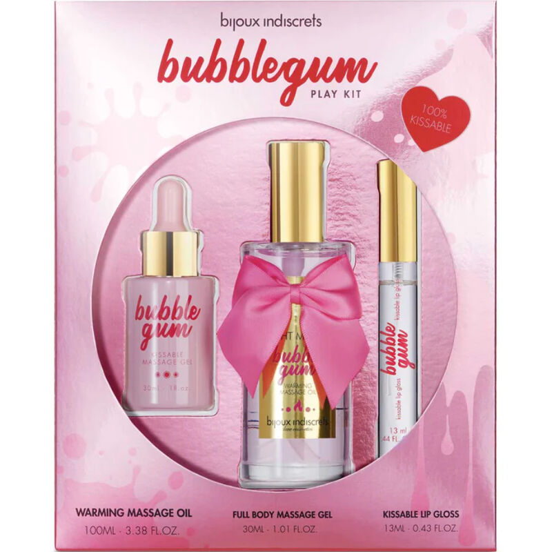 Bijoux Indiscrets Kit Bubblegum Play Com Óleo Gel e Lip Gloss