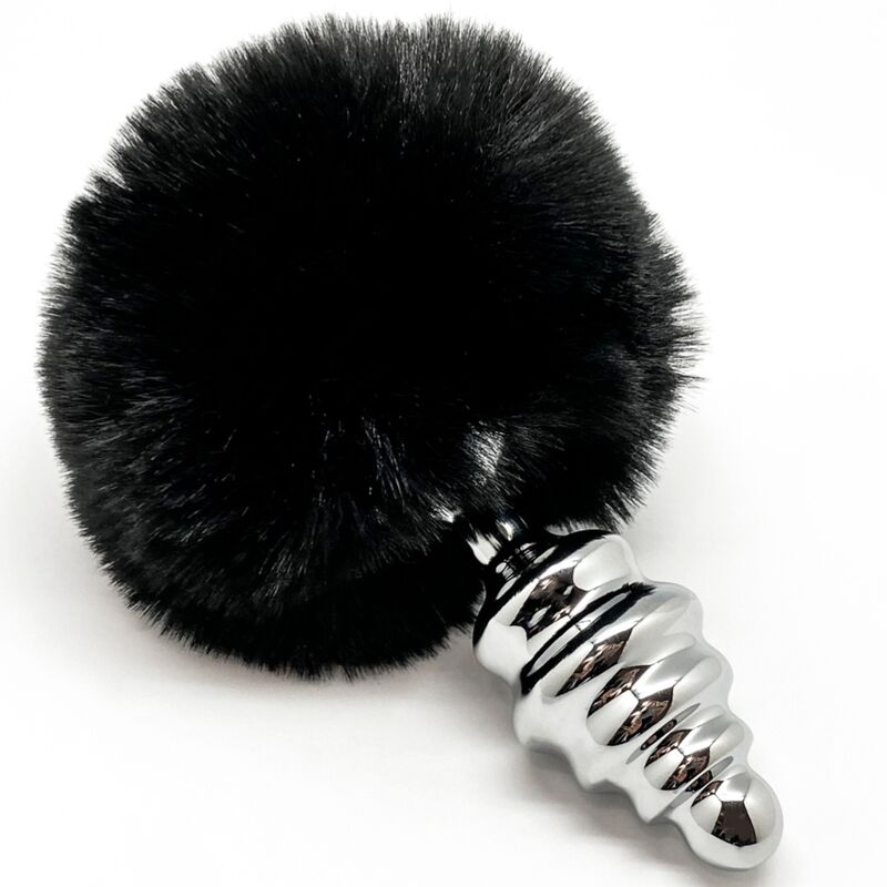 Alive Plug de Prazer Anal Espiral Metal Fluffy Preto Tamanho M