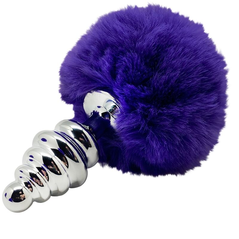 Alive Plug de Prazer Anal Espiral Metal Fluffy Dark Violet Tamanho S