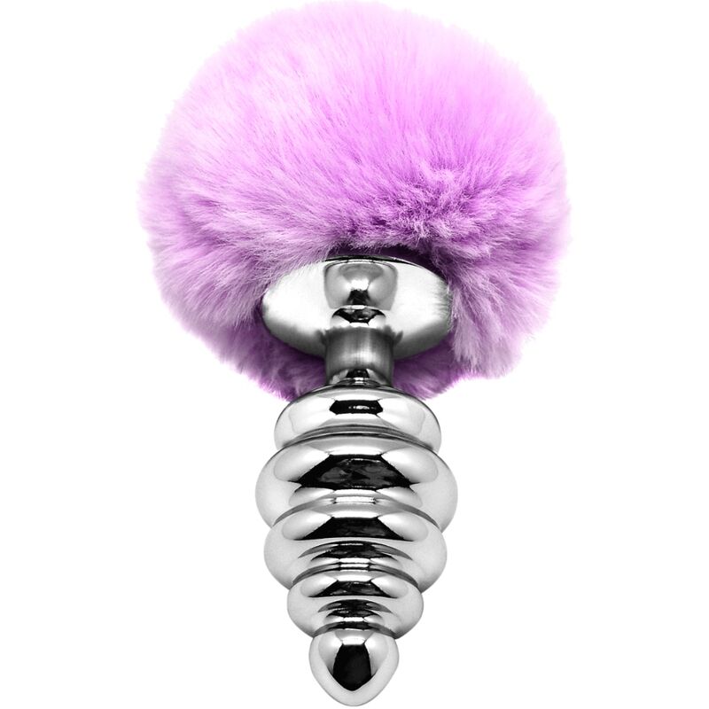 Alive Plug de Prazer Anal Espiral Metal Fluffy Violeta Tamanho S