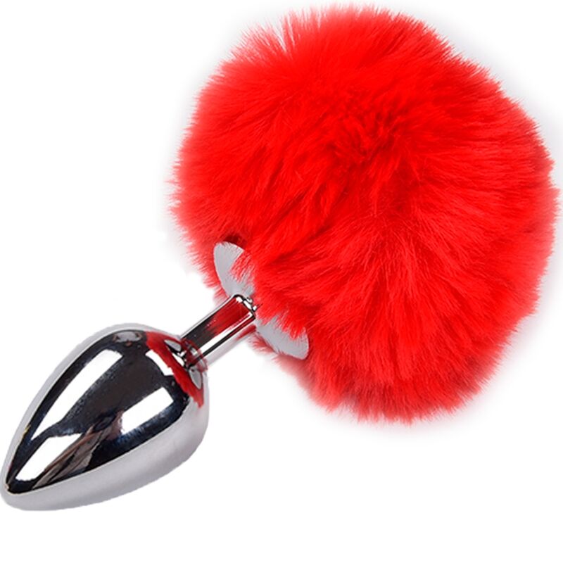 Alive Plug Prazer Anal Metal Liso Fluffy Vermelho Tamanho L