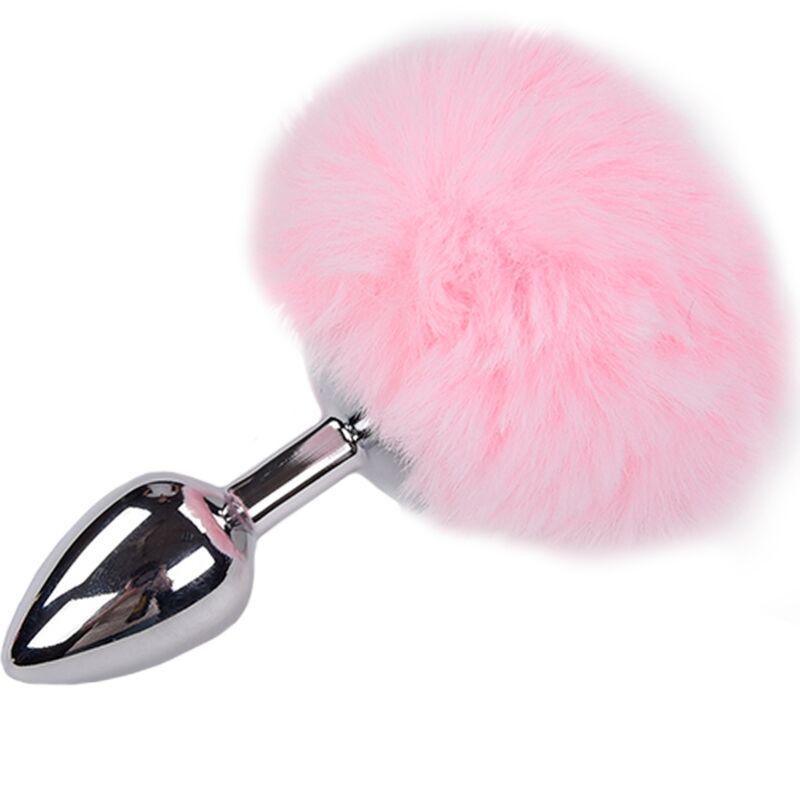 Alive Plug Prazer Anal Metal Liso Fluffy Rosa Tamanho M