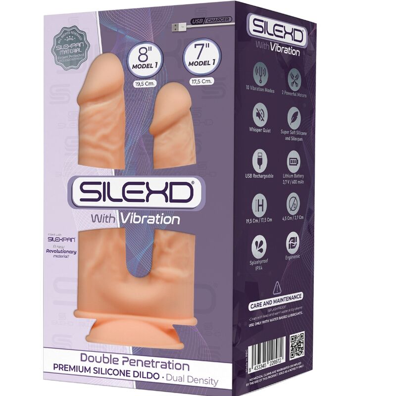 Silexd Modelo 1 Vibrador de Pênis Realista Dupla Penetração Premium Silexpan Silicone 17.5 / 19.5 Cm